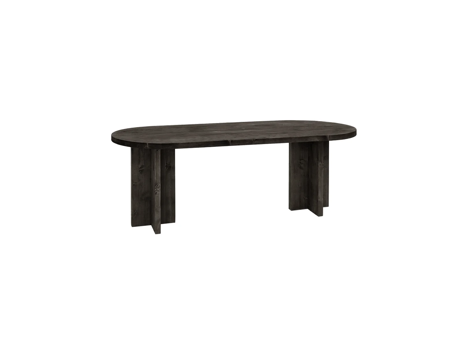 Table à manger ovale en bois de sapin noir 200x75cm - TOKYO - DECOWOOD