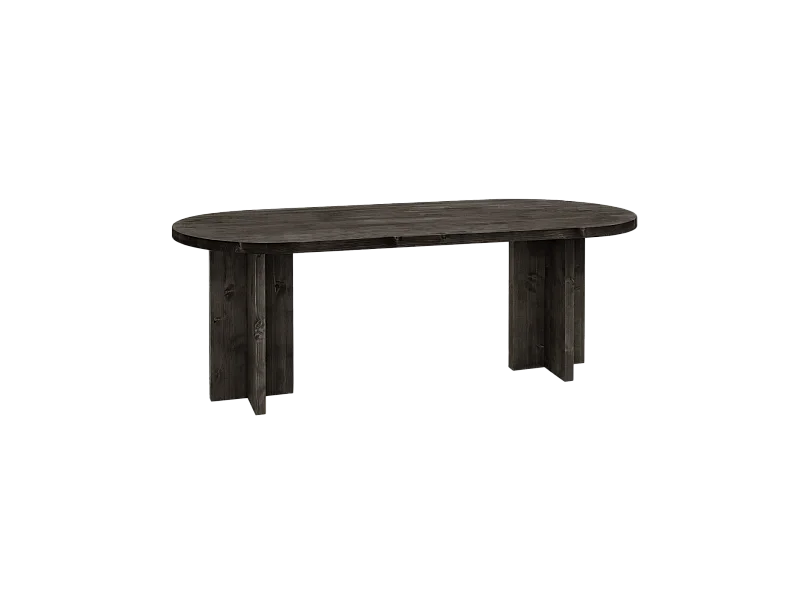 Mesa de comedor de madera maciza de abeto ovalada Decowood en tono negro de 200x85cm - TOKYO - DECOWOOD