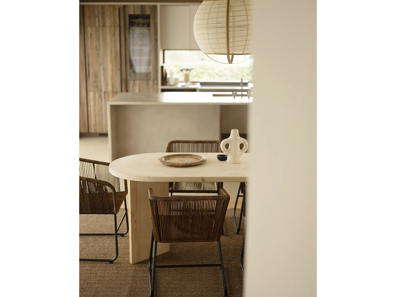 Tavolo da pranzo ovale in legno masello in tono naturale 160x75cm - OSAKA - DECOWOOD