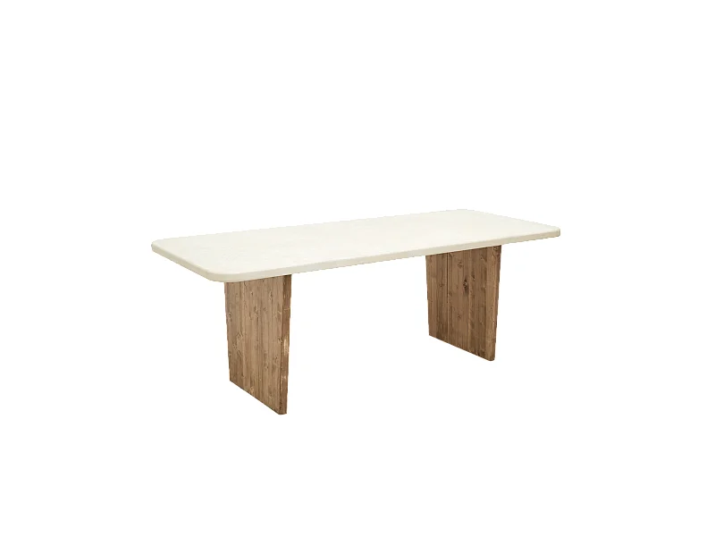 Table de salle à manger en microciment blanc cassé et vieilli 160x75cm - BIMBA - DECOWOOD