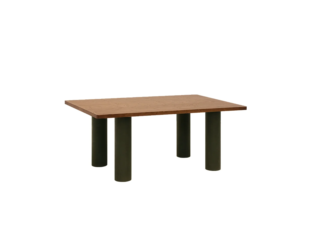 Tavolo da pranzo in legno marrone e gambe in microcemento verde 200cm