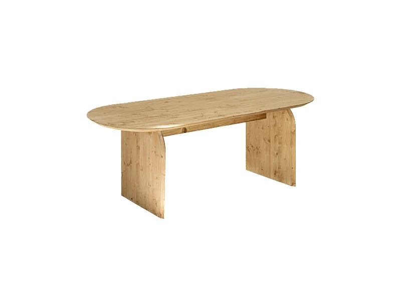 Mesa de comedor de madera de abeto maciza ovalada Decowood en tono roble medio de 180x75,2cm - BLOOM - DECOWOOD