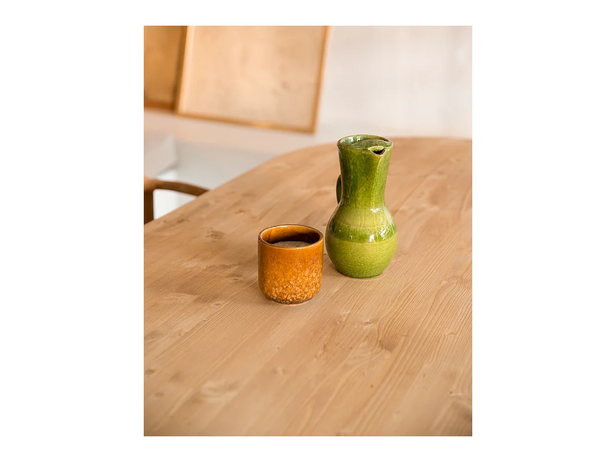 Mesa de comedor de madera de abeto maciza ovalada Decowood en tono roble medio de 180x75,2cm - BLOOM - DECOWOOD