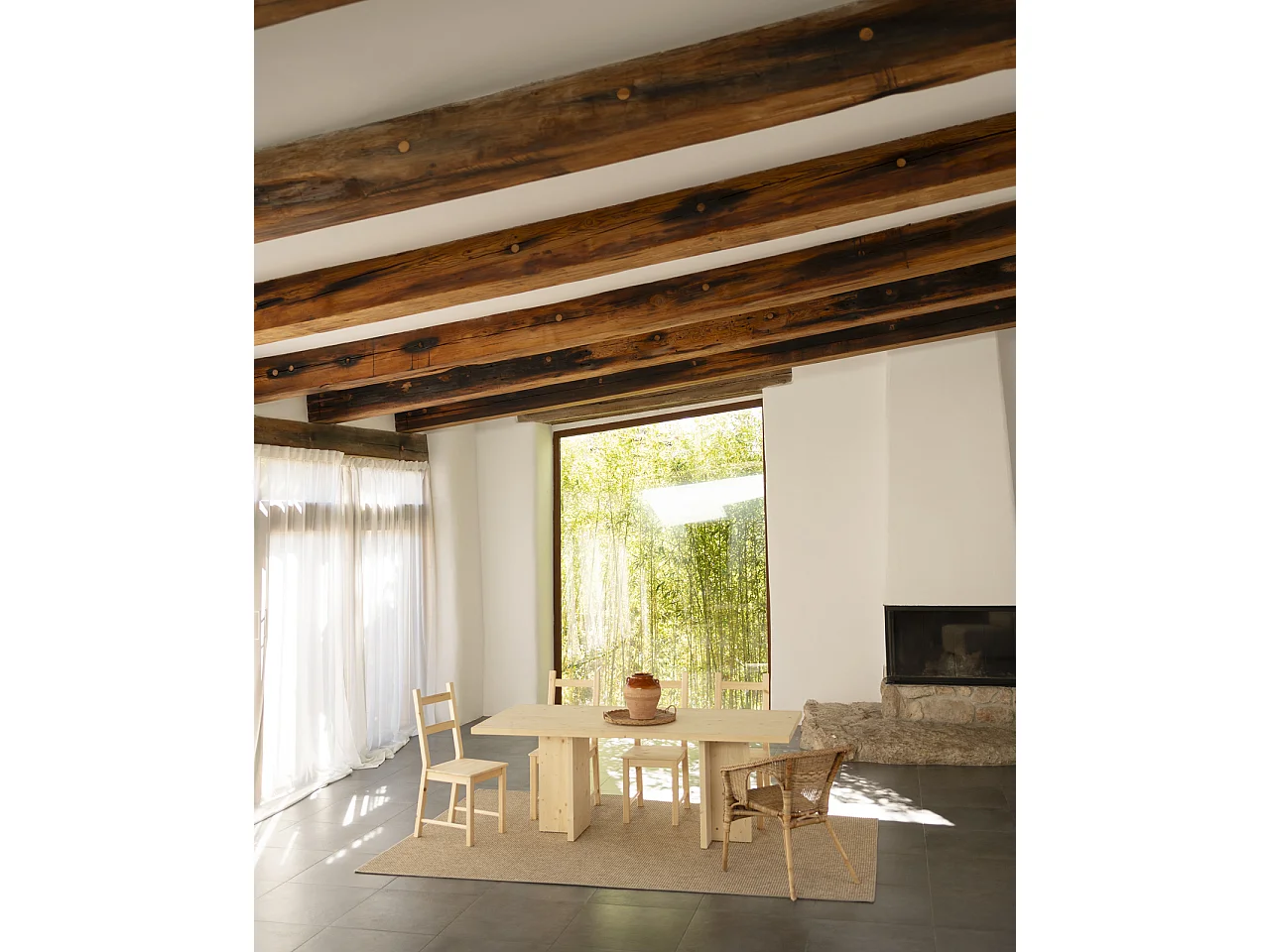 Mesa de comedor de madera maciza en tono natural 200x75cm - TENA - DECOWOOD