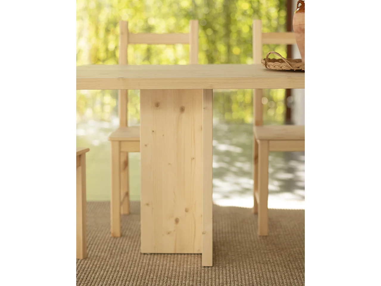 Mesa de comedor de madera maciza en tono natural 200x75cm - TENA - DECOWOOD