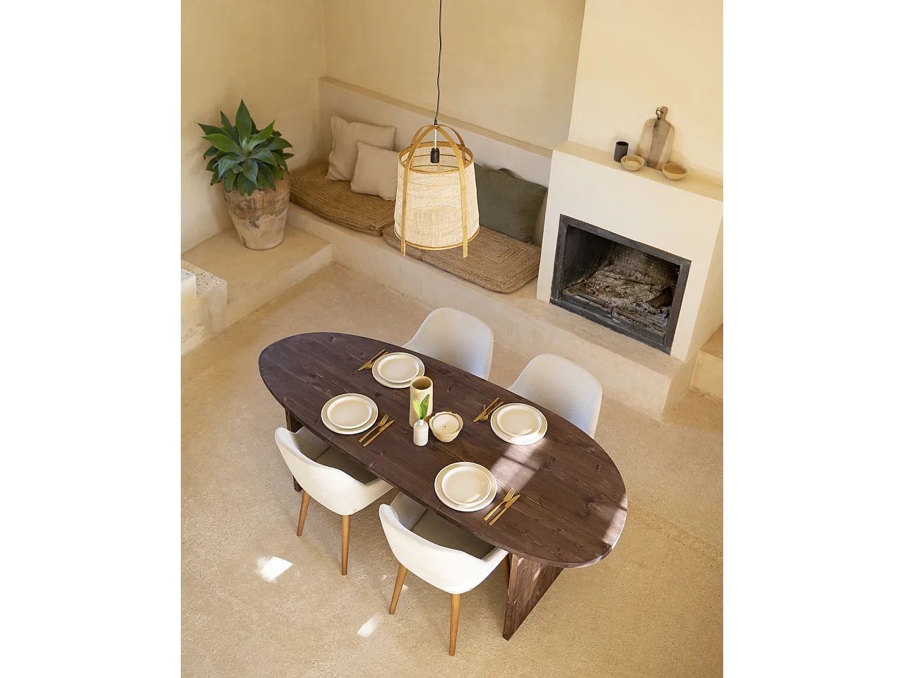 Tavolo da pranzo in legno massello in tono noce 182x75cm - MUR - DECOWOOD