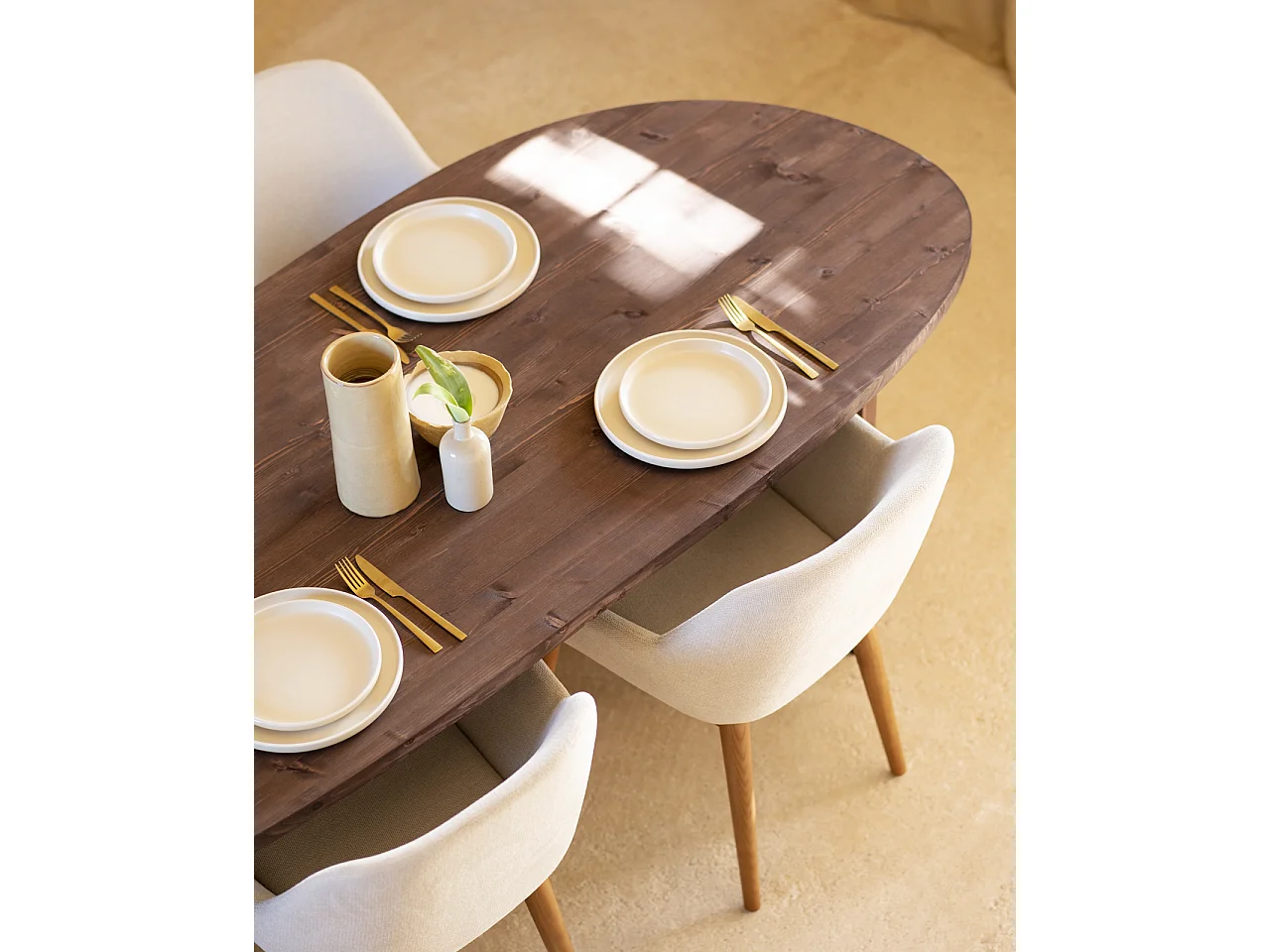 Tavolo da pranzo in legno massello in tono noce 182x75cm - MUR - DECOWOOD