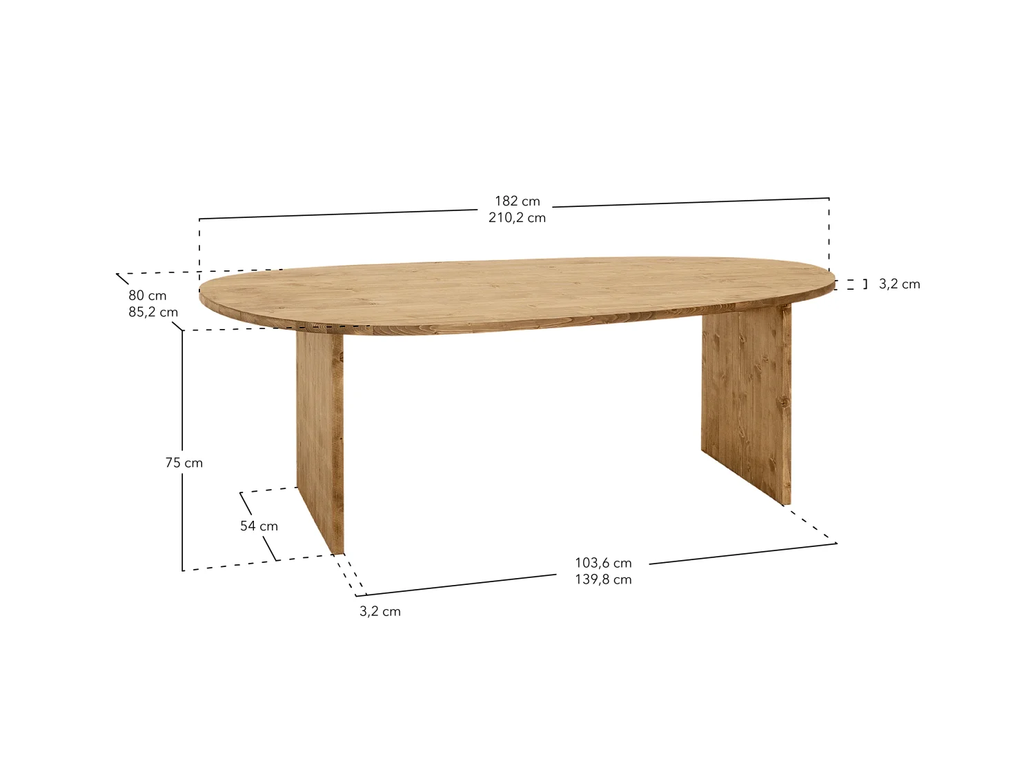 Table à manger en bois de sapin marron 210,2x75cm - MUR - DECOWOOD