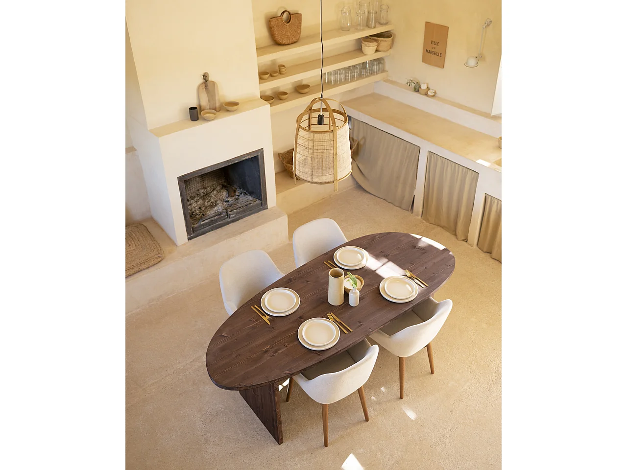Tavolo da pranzo in legno massello in tono noce 210,2x75cm - MUR - DECOWOOD