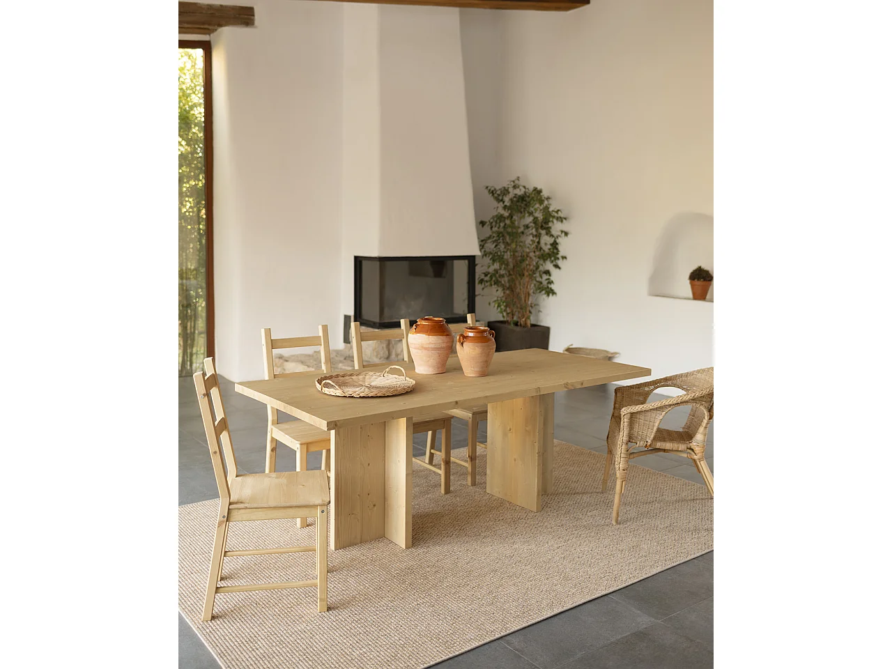 Table à manger en bois massif ton marron de 180x75cm - TENA - DECOWOOD