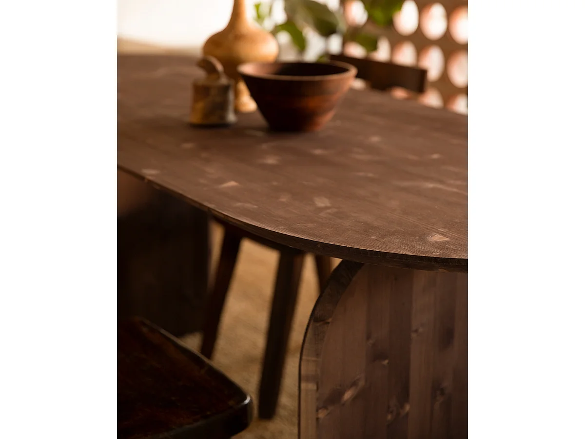 Tavolo da pranzo ovale in legno massello in tono noce 180x75,2cm - BLOOM - DECOWOOD