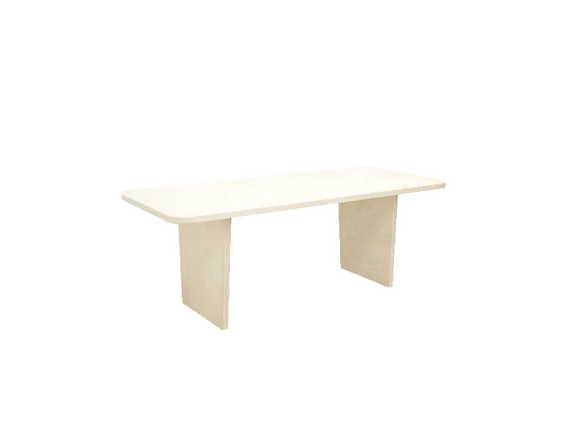 Tavolo da pranzo rettangolare in microcemento in tono bianco 160x75cm - BIMBA - DECOWOOD