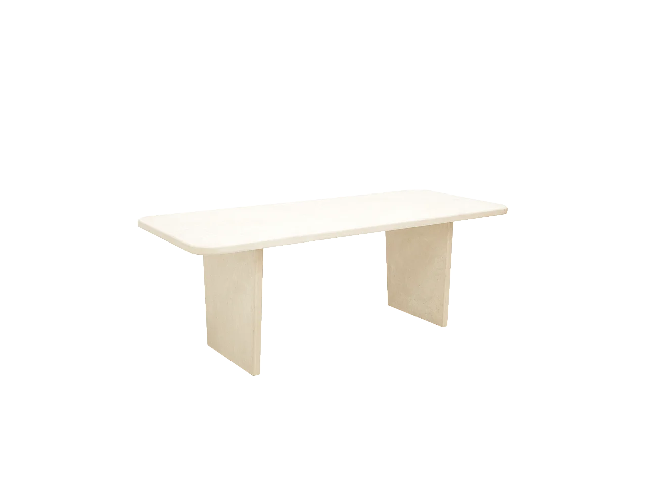 Mesa de comedor de madera de abeto maciza en microcemento rectangular Decowood de 160x75cm en tono blanco roto - BIMBA - DECOWOOD