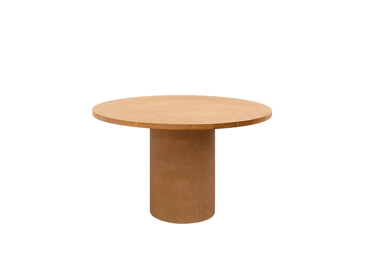 Tavolo da pranzo rotondo legno marrone e microcemento terracotta 100cm