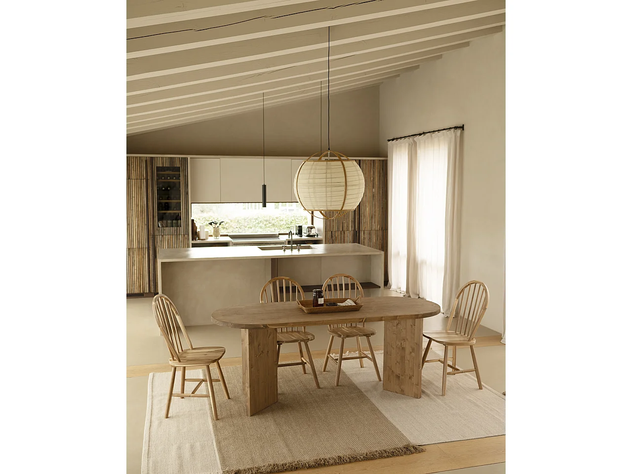 Table à manger en bois de sapin vieilli 200x75cm - OSAKA - DECOWOOD