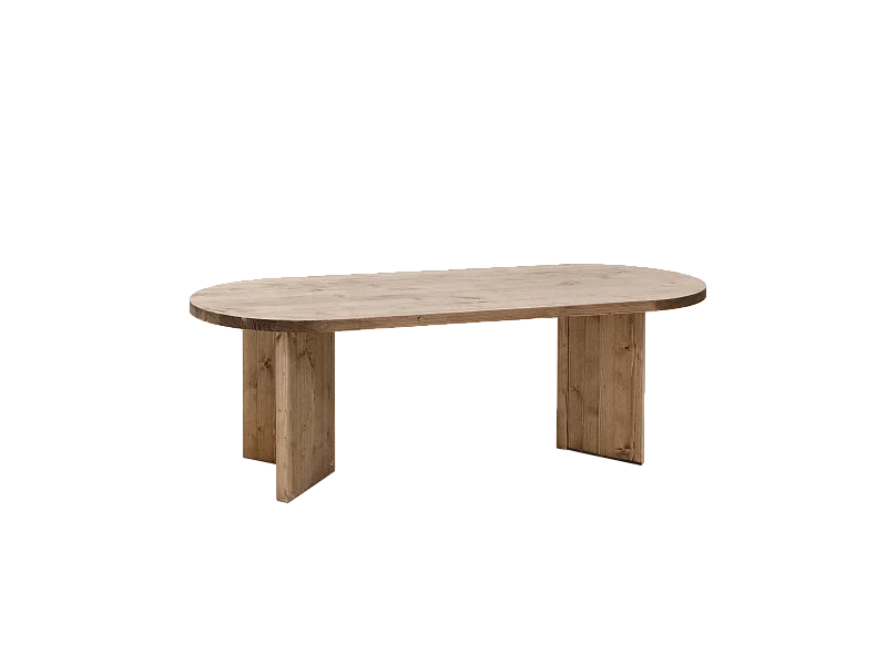 Tavolo da pranzo ovale in legno masello in tono rovere scuro 200x75cm - OSAKA - DECOWOOD