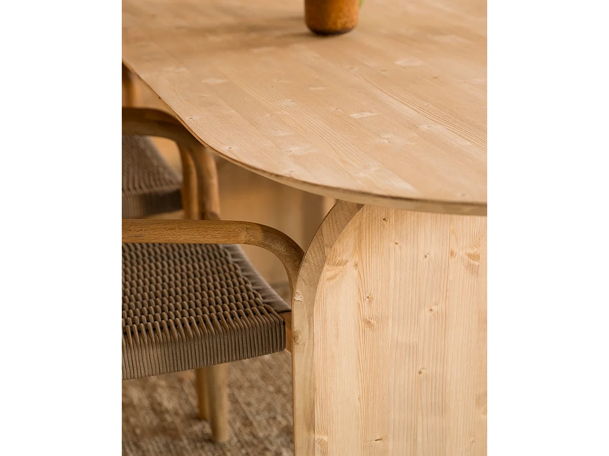 Tavolo da pranzo ovale in legno massello in tono marrone chiaro 200x75,2cm - BLOOM - DECOWOOD