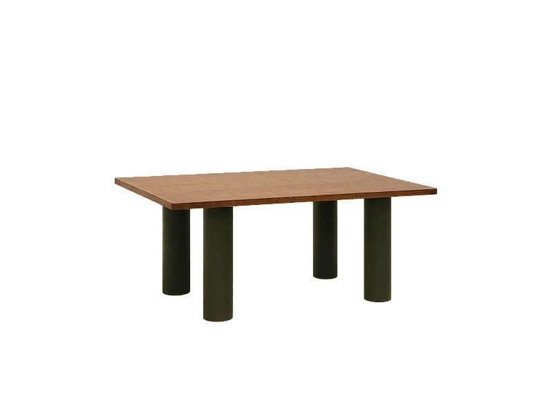 Tavolo da pranzo in legno marrone e gambe in microcemento verde 180cm