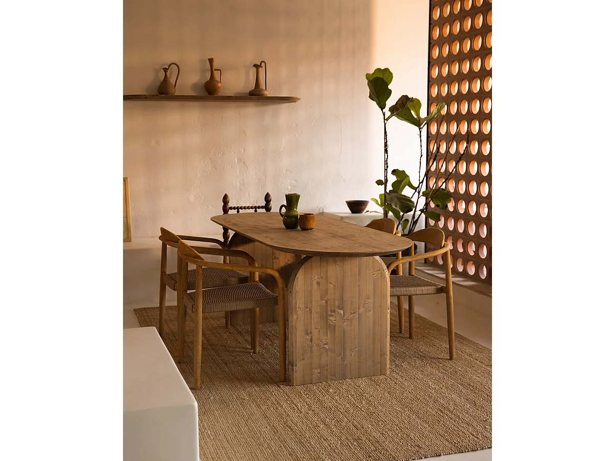 Mesa de comedor de madera de abeto ovalada Decowood en tono roble oscuro de 200x75,2cm - BLOOM - DECOWOOD