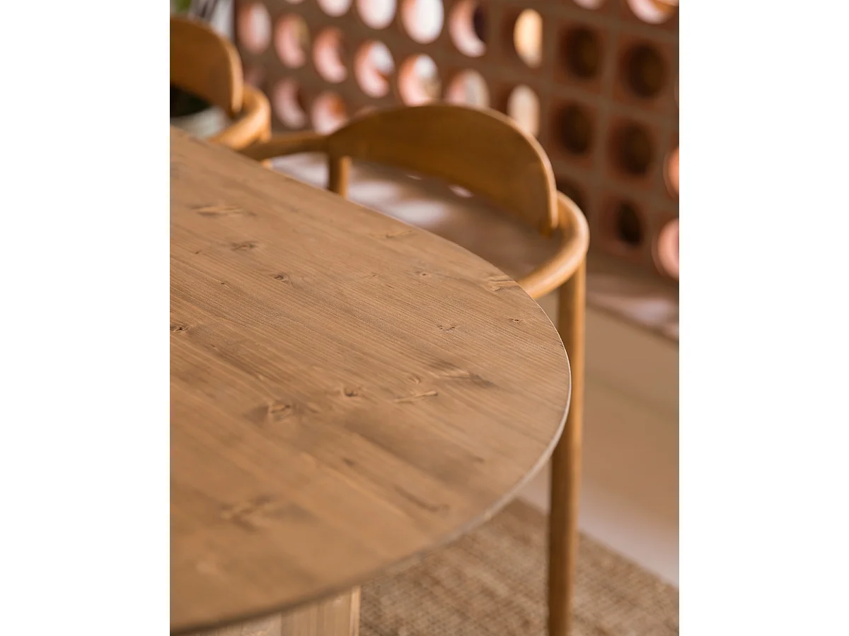 Table à manger ovale en bois de sapin vieilli 200x75,2cm - BLOOM - DECOWOOD