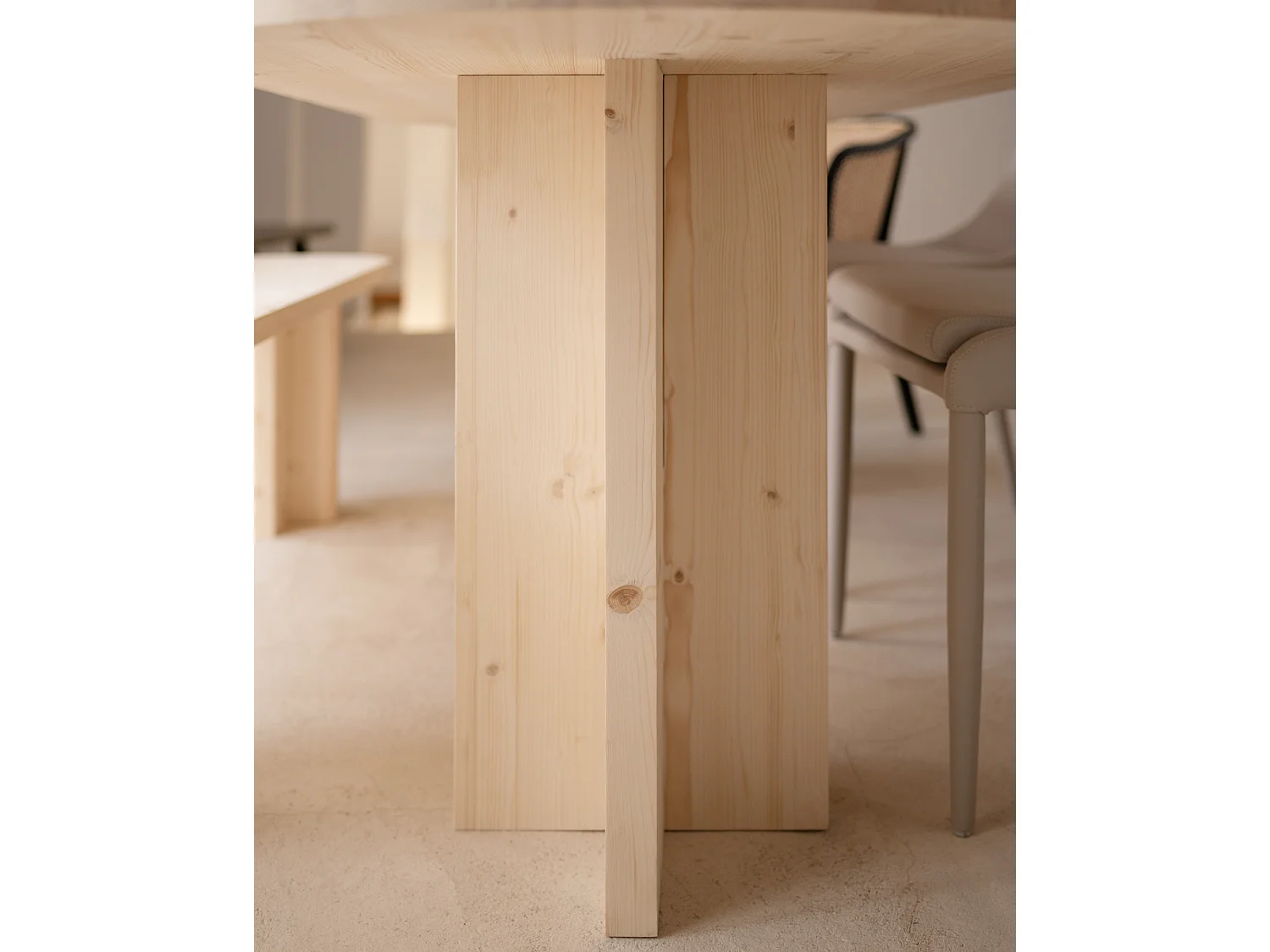 Pack de mesa de comedor de 160x78cm y banco de 120x45cm de madera maciza de abeto Decowood en tono natural - TOKYO - DECOWOOD