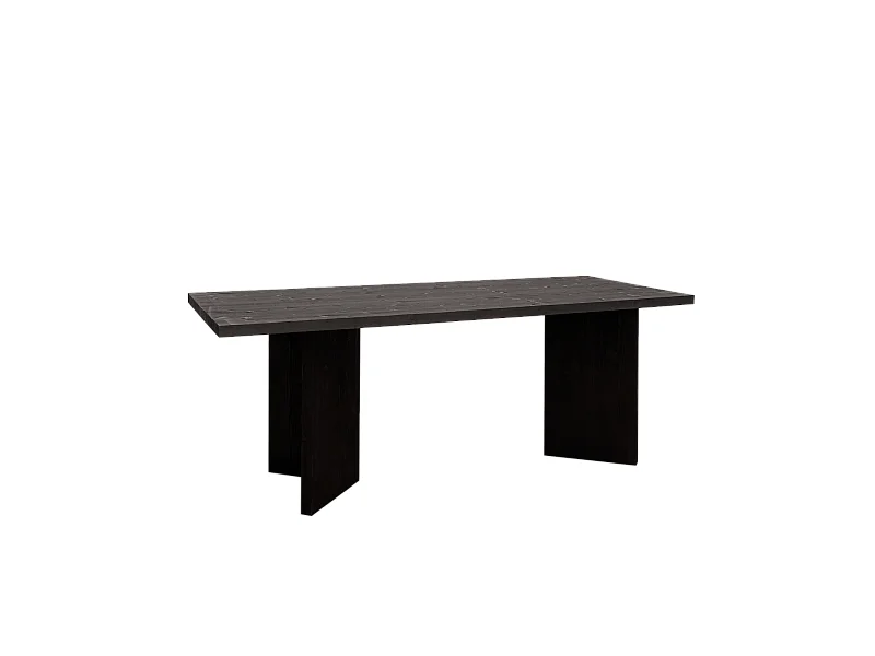 Tavolo da pranzo rettangolare in legno masello in tono nero 160x75cm - KYOTO - DECOWOOD