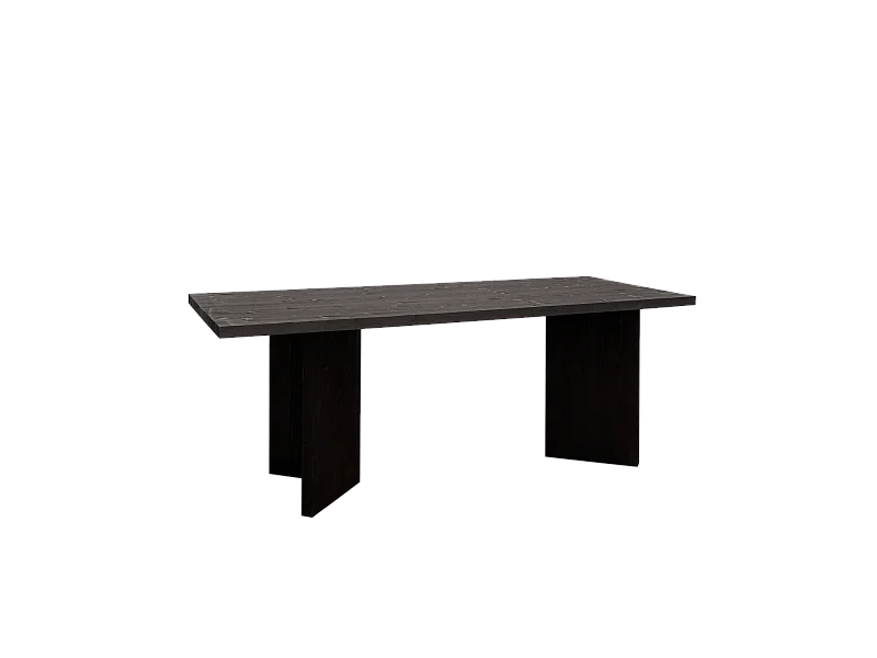 Mesa de comedor de madera maciza de abeto rectangular Decowood en tono negro de 160x75cm en tono negro - KYOTO - DECOWOOD
