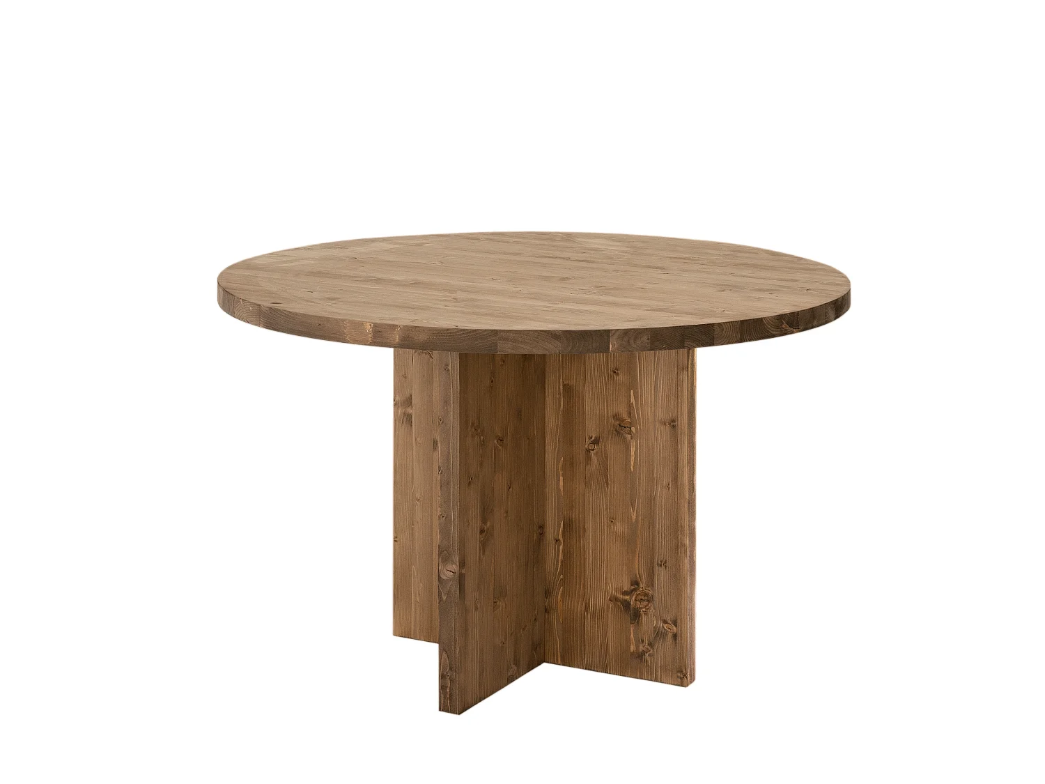 Tavolo da pranzo rotondo in legno massello in tono marrone Ø110x75cm - TOKYO - DECOWOOD