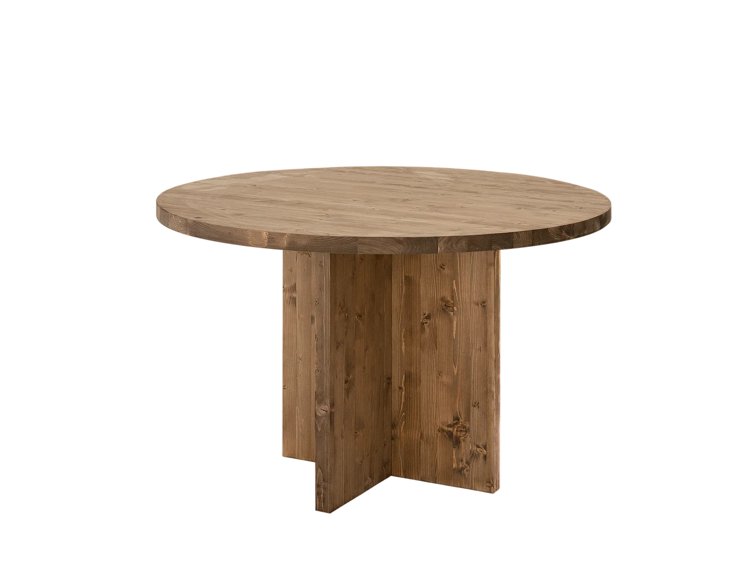 Tavolo da pranzo rotondo in legno massello in tono marrone Ø110x75cm - TOKYO - DECOWOOD