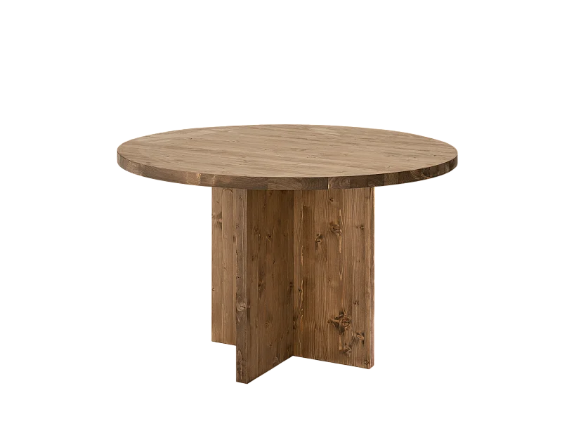 Tavolo da pranzo rotondo in legno massello in tono marrone Ø110x75cm - TOKYO - DECOWOOD