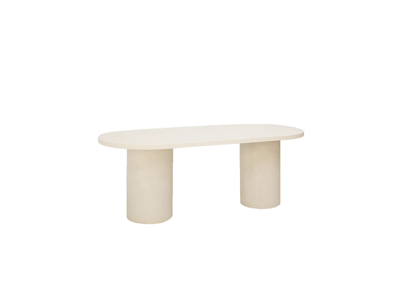 Table de salle à manger ovale en microciment blanc cassé 180x75cm - LUCÍA - DECOWOOD