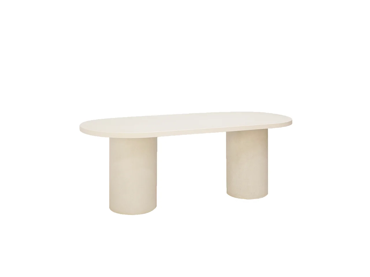 Table de salle à manger ovale en microciment blanc cassé 180x75cm - LUCÍA - DECOWOOD