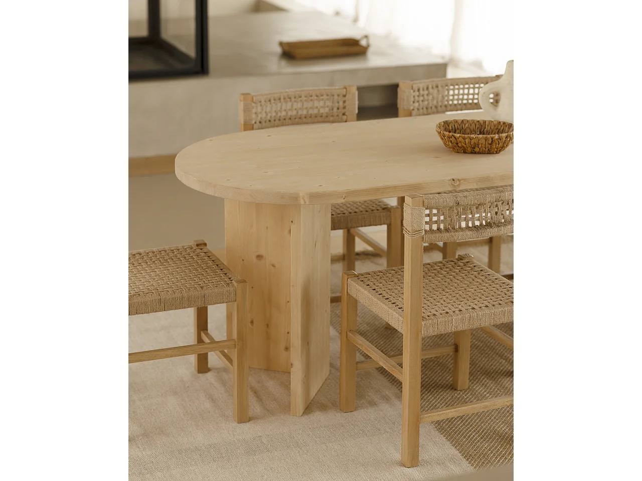 Table à manger en bois de sapin marron 160x75cm - OSAKA - DECOWOOD