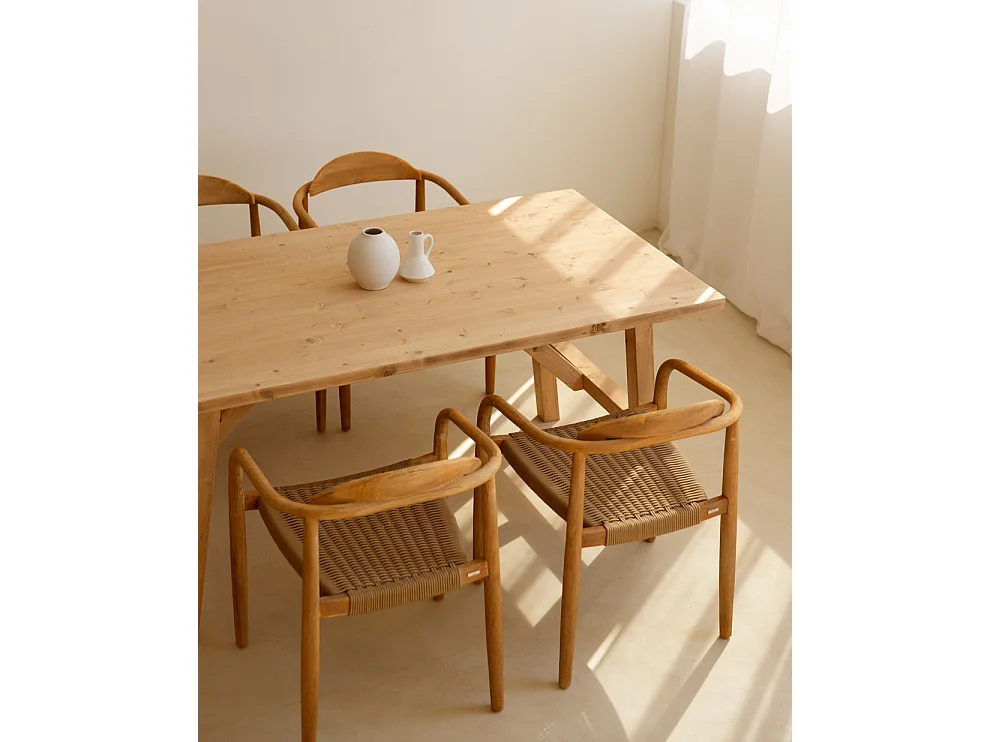 Tavolo da pranzo in legno masello in tono marrone chiaro 120x75cm - SIEP - DECOWOOD