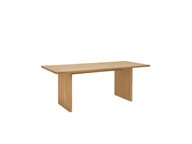 Mesa de comedor de madera de pino maciza rectangular con patas ranuradas Decowood de 140x80cm en tono roble medio - BALI - DECOWOOD