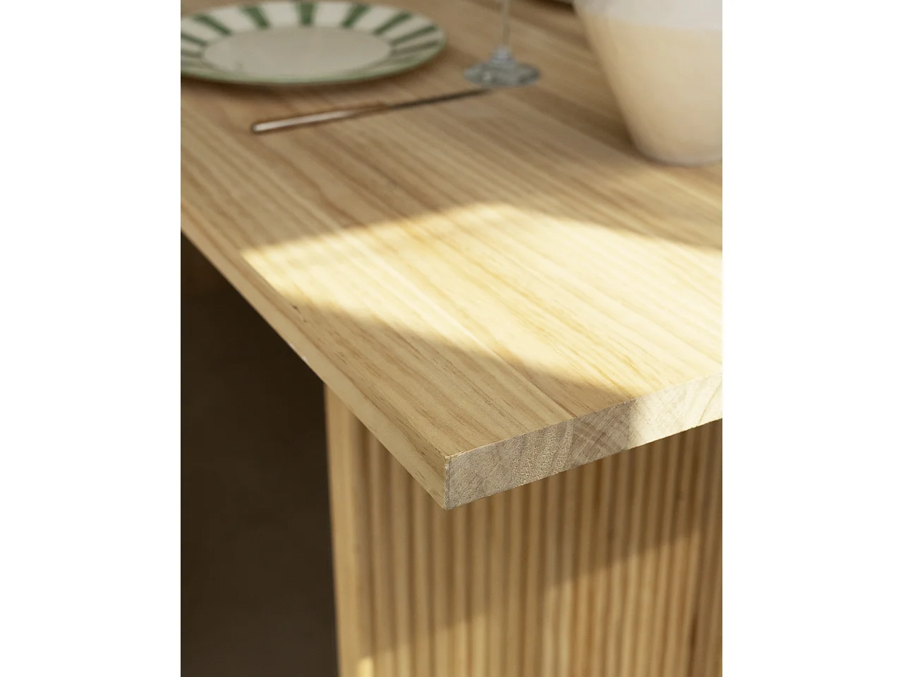 Tavolo da pranzo rettangolare in legno massello tono marrone chiaro 140x80cm - BALI - DECOWOOD