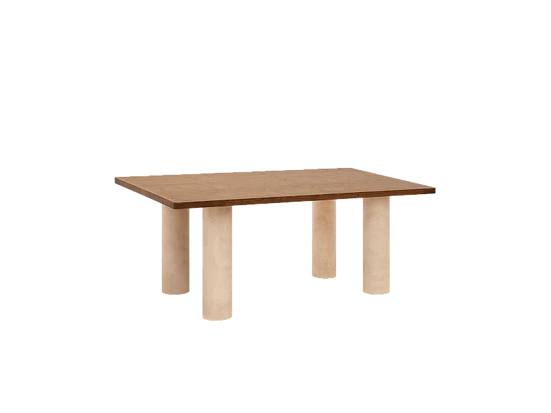 Tavolo da pranzo in legno marrone e gambe in microcemento terra 200cm