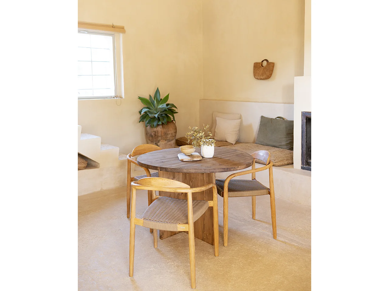 Mesa de comedor de forma orgánica de madera de abeto maciza Decowood en tono roble oscuro de 100x75cm - MUR - DECOWOOD