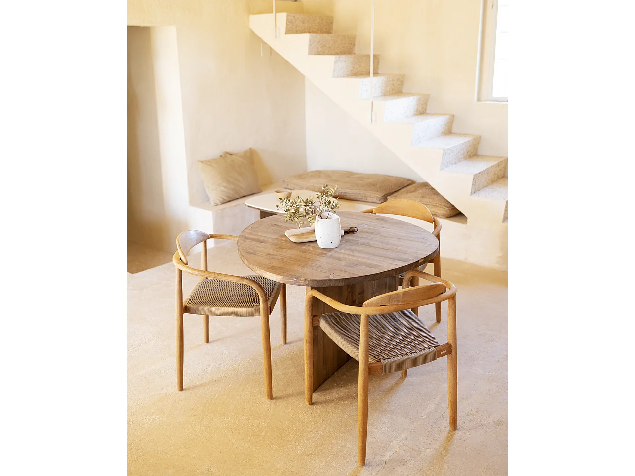 Mesa de comedor de forma orgánica de madera de abeto maciza Decowood en tono roble oscuro de 100x75cm - MUR - DECOWOOD