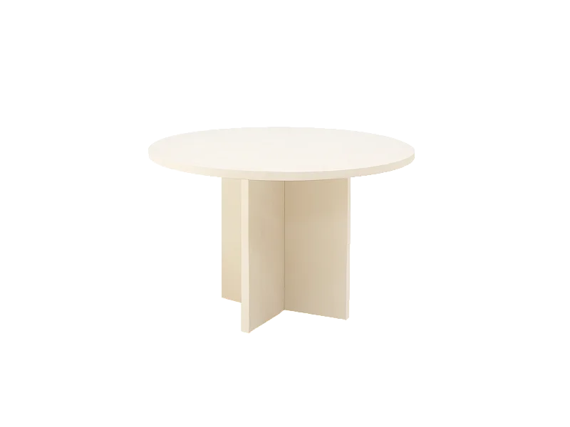 Table de salle à manger ronde en microciment blanc cassé de Ø140x75cm - TOKYO - DECOWOOD