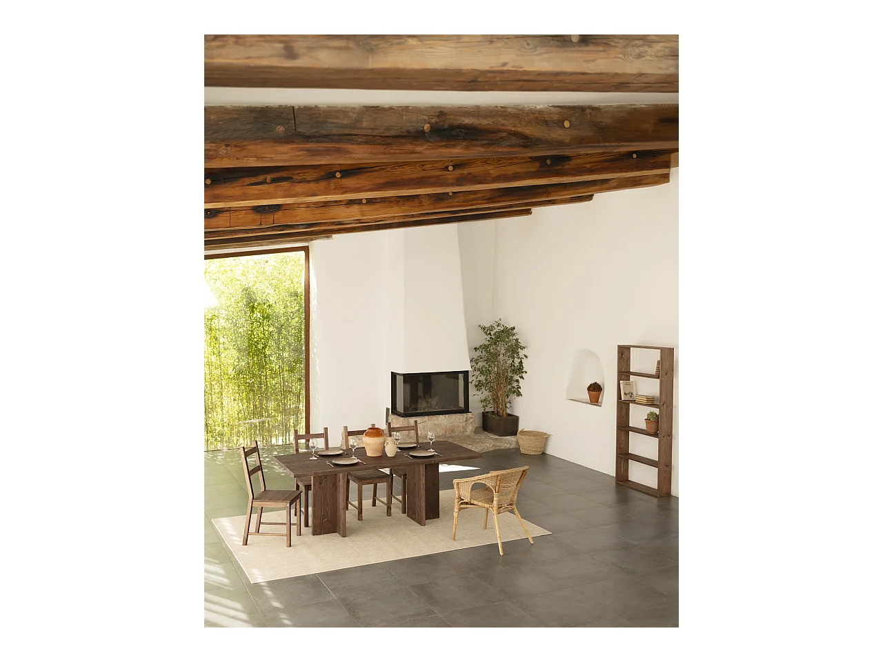 Table à manger en bois massif ton marron de 180x75cm - TENA - DECOWOOD