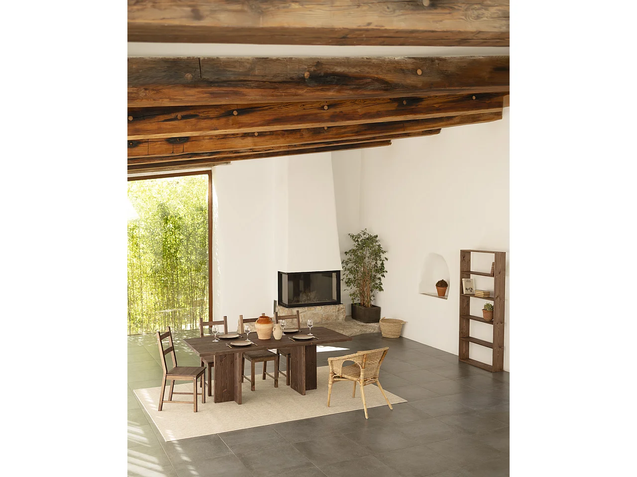 Table à manger en bois massif ton marron de 180x75cm - TENA - DECOWOOD