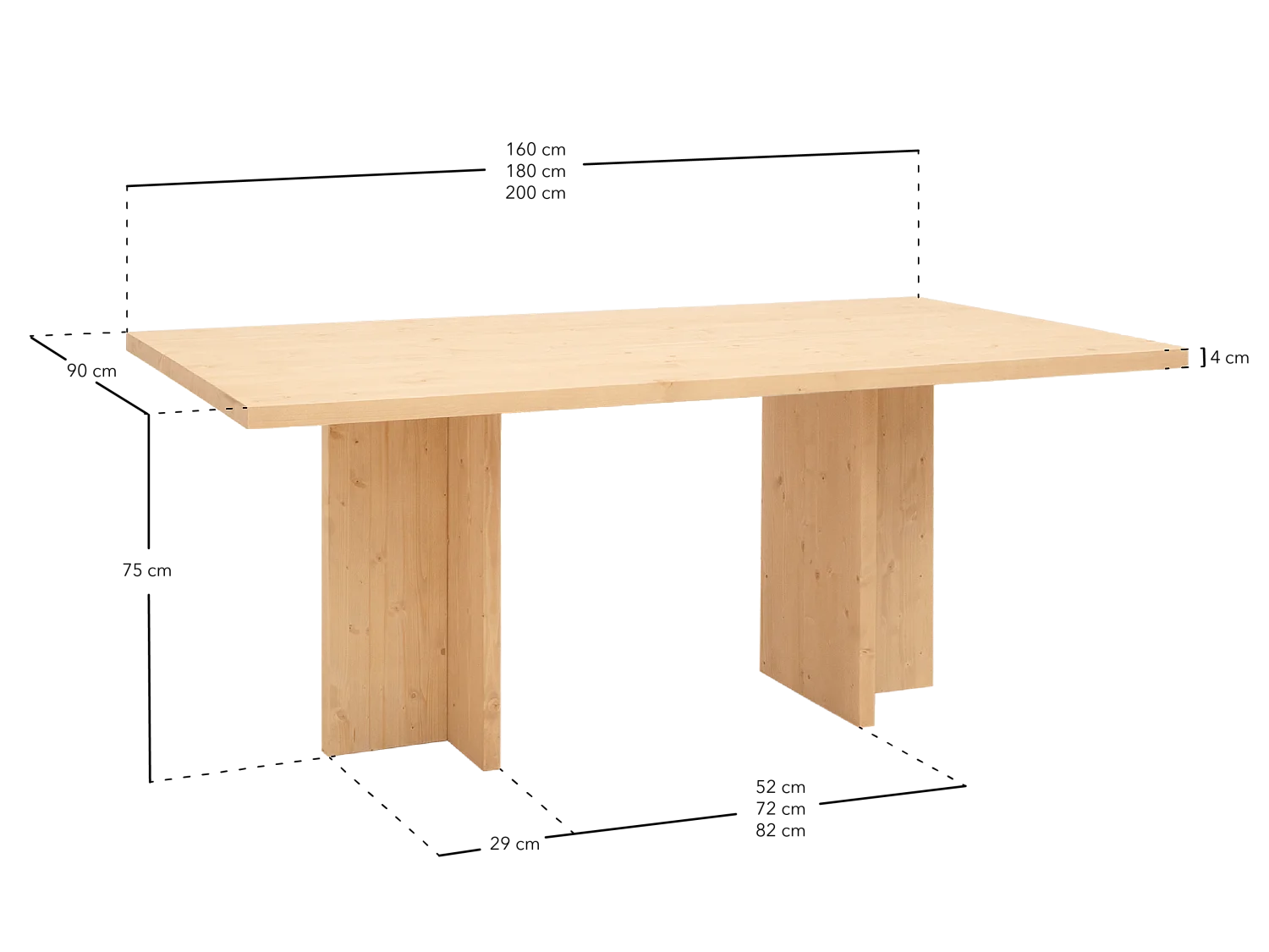 Tavolo da pranzo in legno massiccio colore noce 180x75cm - TENA - DECOWOOD