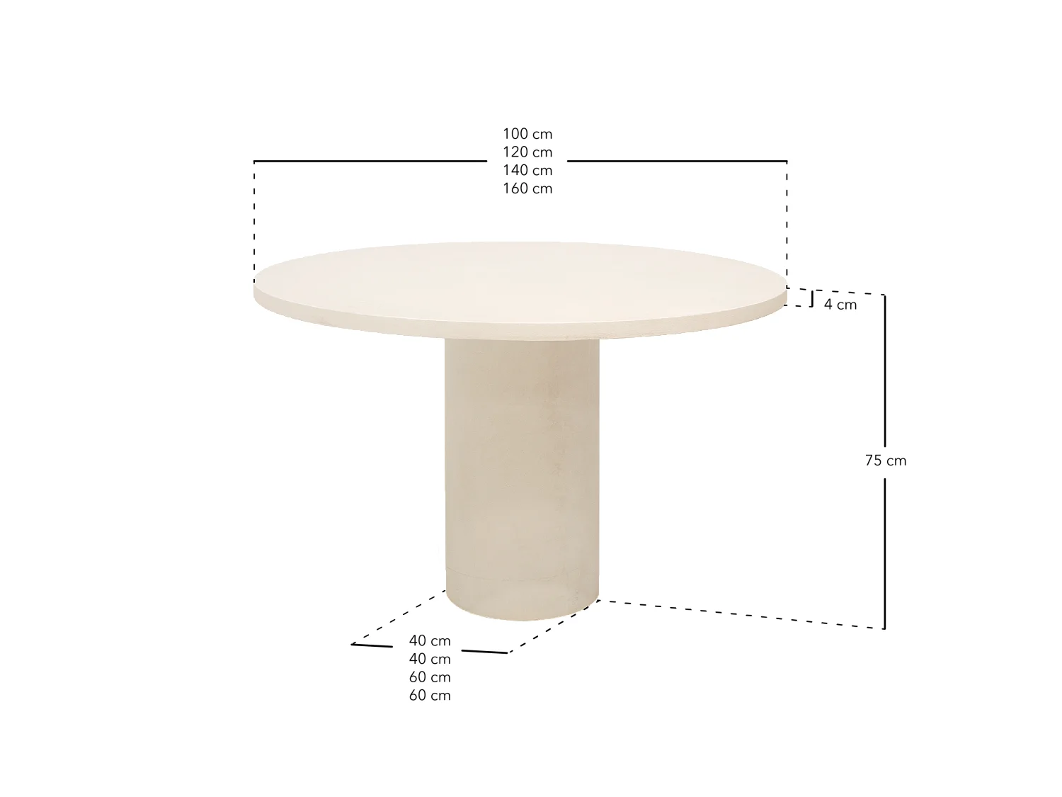 Tavolo da pranzo rotondo legno marrone e microcemento terracotta 120cm