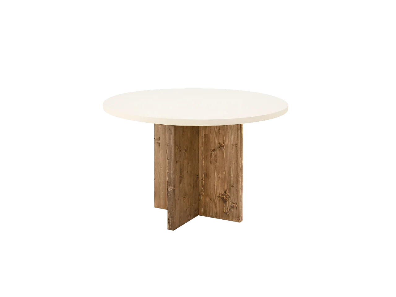 Tavolo da pranzo rotondo in microcemento in tono bianco e marrone Ø140x75cm - TOKYO - DECOWOOD