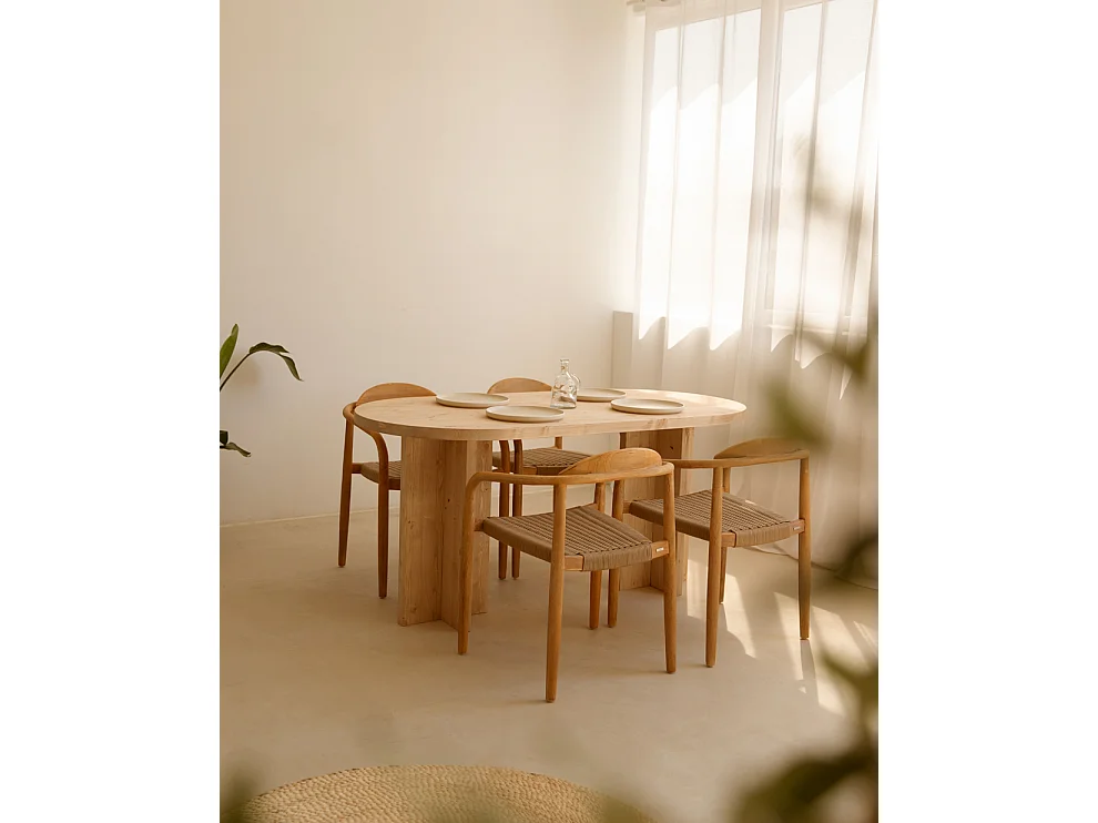 Table à manger ovale en bois de sapin marron 160x75cm - TOKYO - DECOWOOD