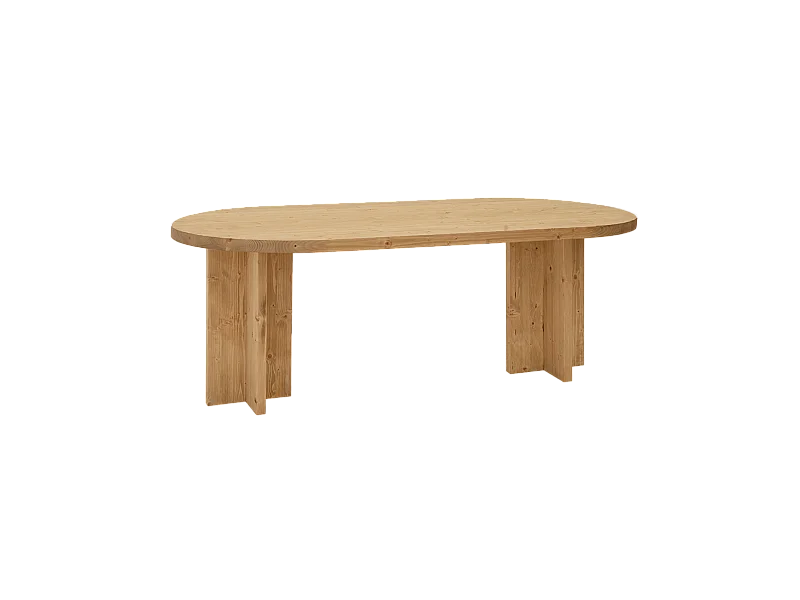 Tavolo da pranzo ovale in legno massello in tono marrone chiaro 160x75cm - TOKYO - DECOWOOD