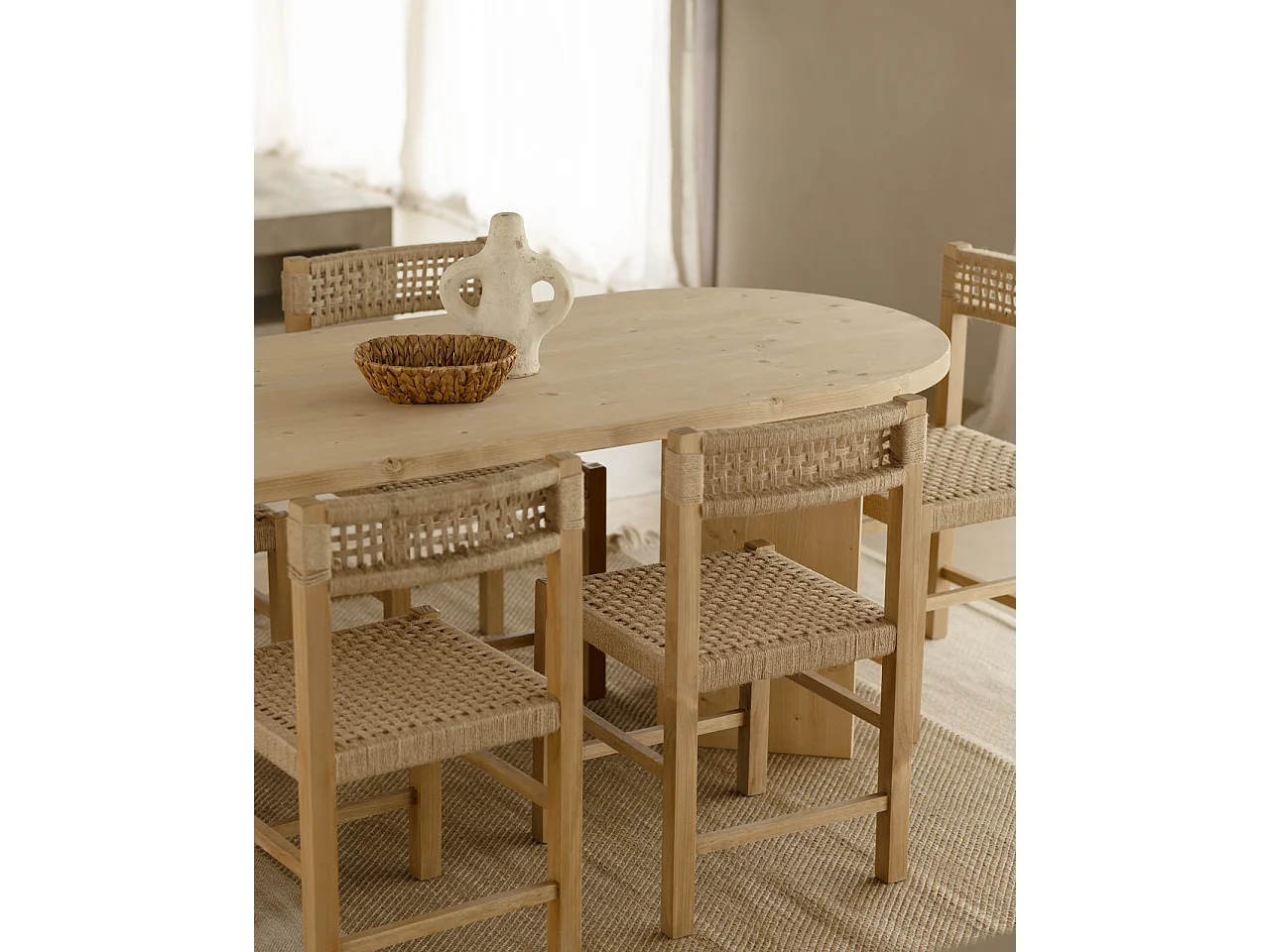 Tavolo da pranzo ovale in legno masello in tono rovere medio 200x75cm - OSAKA - DECOWOOD