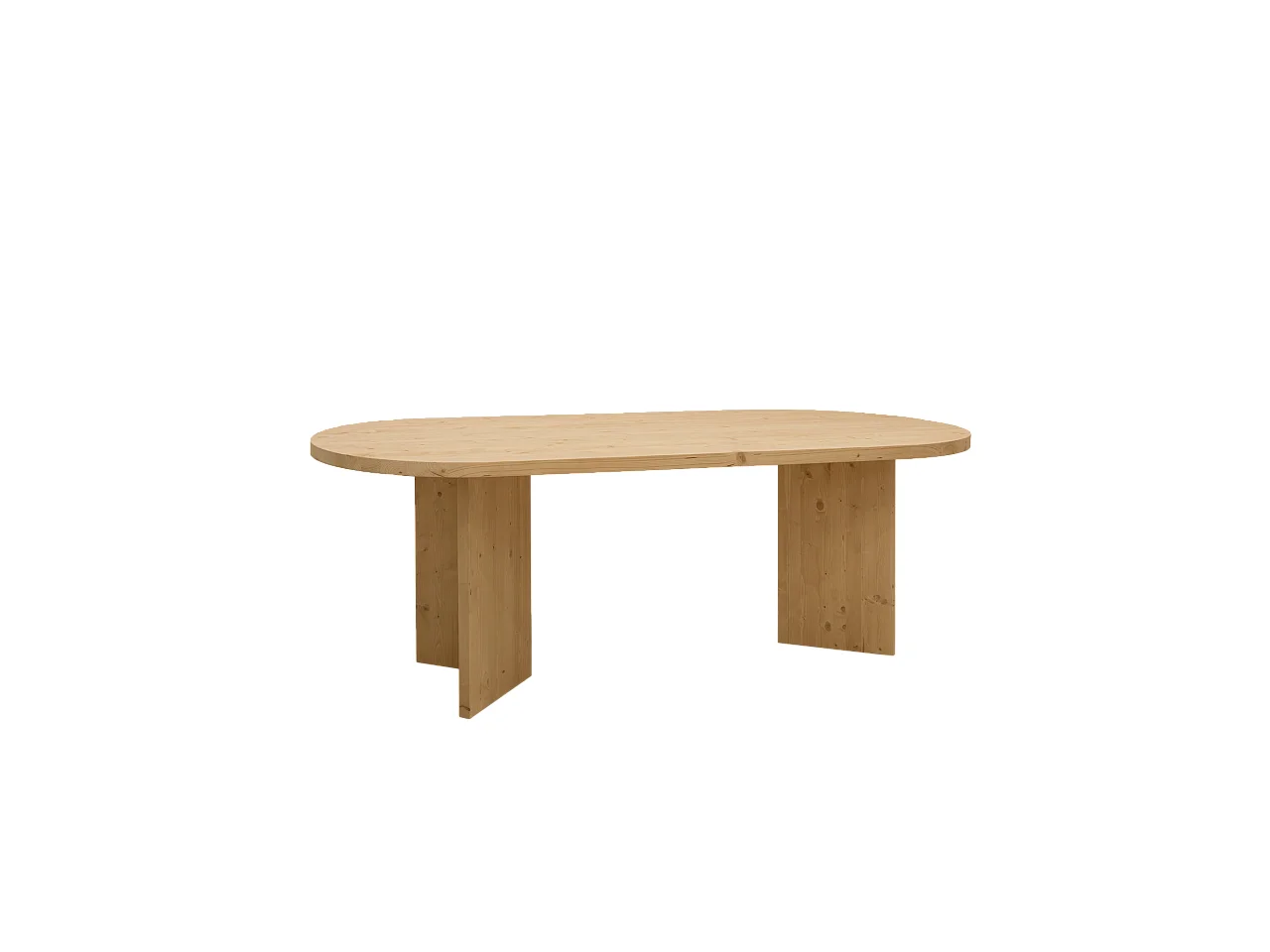 Mesa de comedor de madera maciza de abeto ovalada Decowood en tono roble medio de 200x75cm en tono roble medio - OSAKA - DECOWOOD