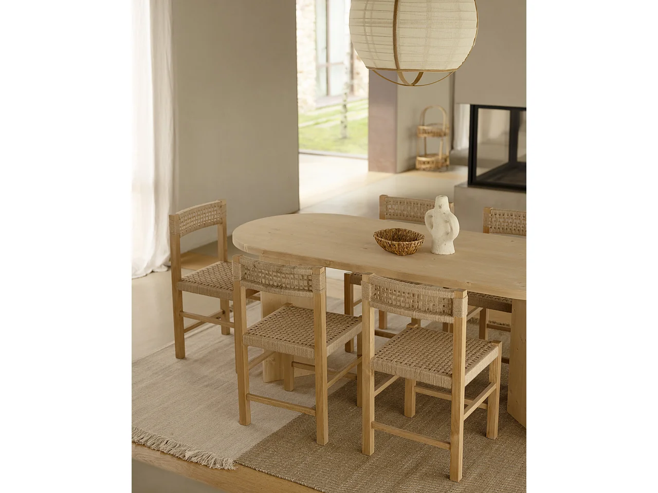 Table à manger en bois de sapin marron 200x75cm - OSAKA - DECOWOOD